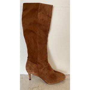 Saks Fifth Avenue Brown Suede Knee Heeled Boot 6.5 NWT